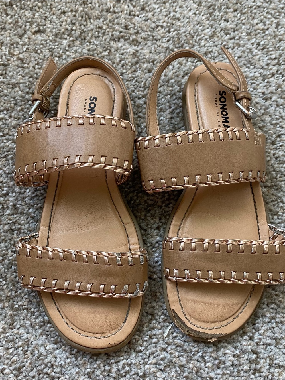 Kohl's Sonoma Life + Style Tan Braided-Trim Slingback Sandals
